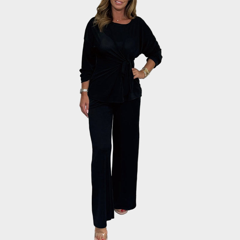 Moteriškas Minkštas 2 Dalių Komplektas su Ilgomis Rankovėmis ir Patogia Forma