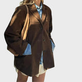 Dana | Oversize rudeninė zomšinė striukė su paprastu užsegimu