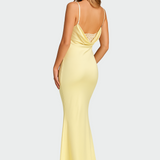 Satinis Suknelė su Atvira Nugarine